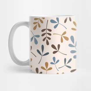 Assorted Leaf Silhouettes Blues Brwn Gld Crm Mug